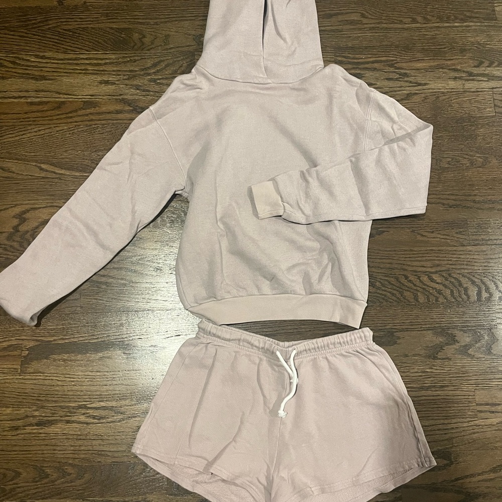 Perfect White Tee Hoodie and Shorts Set